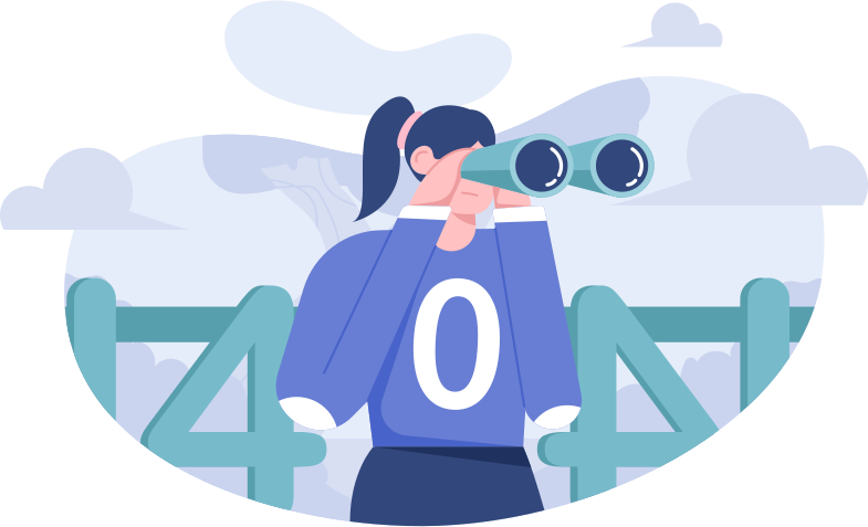 Mulher com binóculos procurando por algo